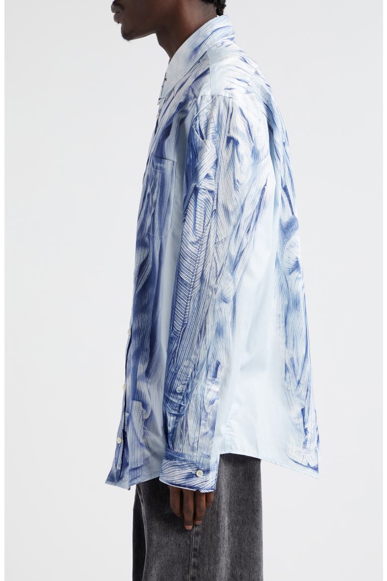 Compact Trompe l'Oeil Button-Up Shirt, Alternate, color, LIGHT BLUE