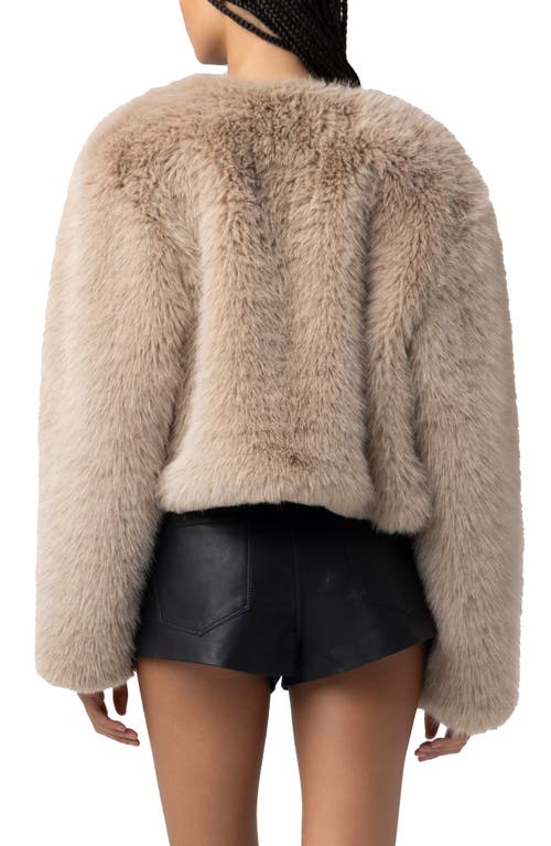 Blanknyc Faux Fur Crop Jacket In Brown