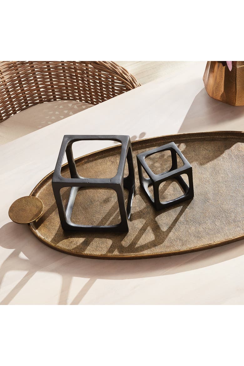 Cubist Sculptures Set of 2, Alternate, color, Black
