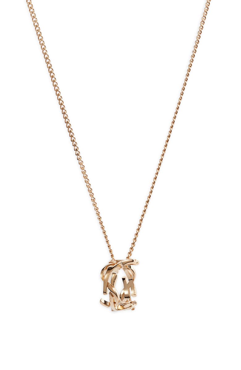 Saint Laurent Thin Twist Charm Pendant Necklace, Main, color, Metal
