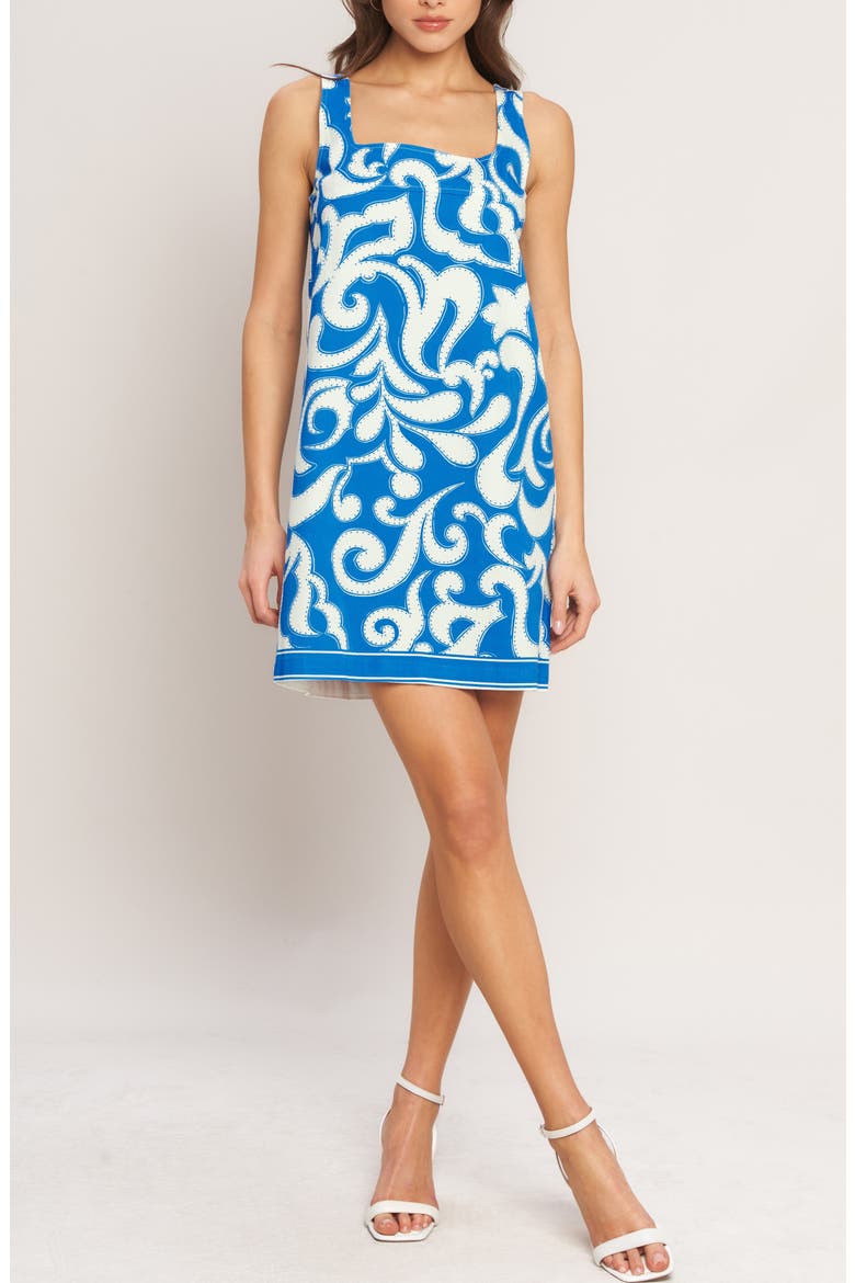 Print Minidress, Main, color, BLUE/ WHITE