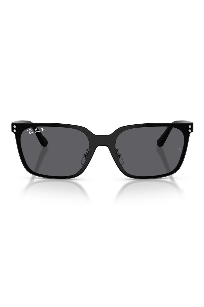 145mm Polarized Square Sunglasses, Main, color, SILVER / GREY POLAR