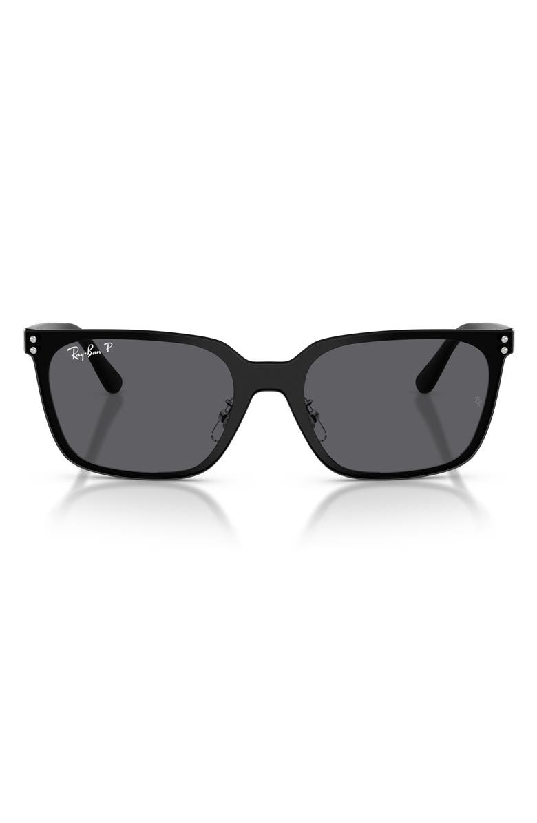 Ray-Ban 145mm Polarized Square Sunglasses, Main, color, Silver / Grey Polar