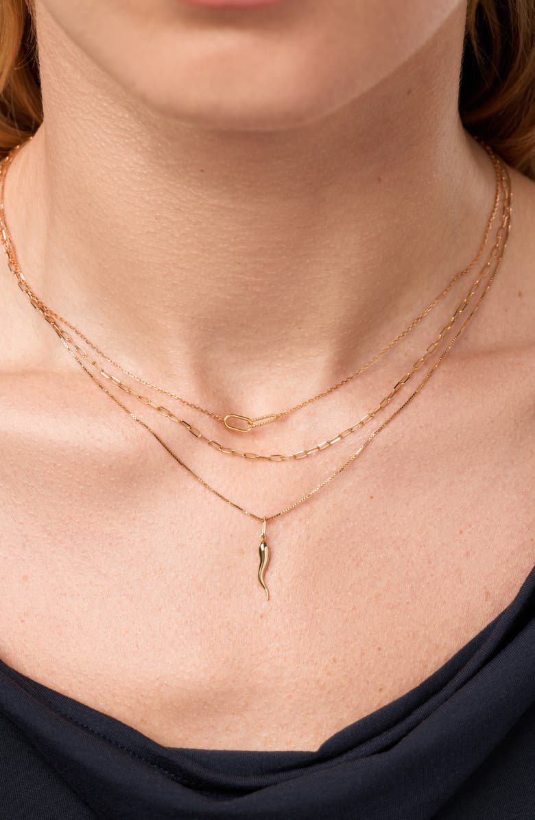 Ana Luisa Solid Yellow Gold - Italian Horn Charm Necklace, Alternate, color, 