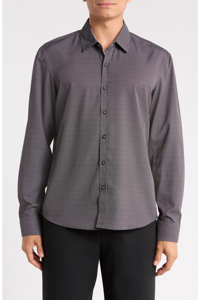 Performance Stretch Button-Up Shirt, Main, color, BLACK