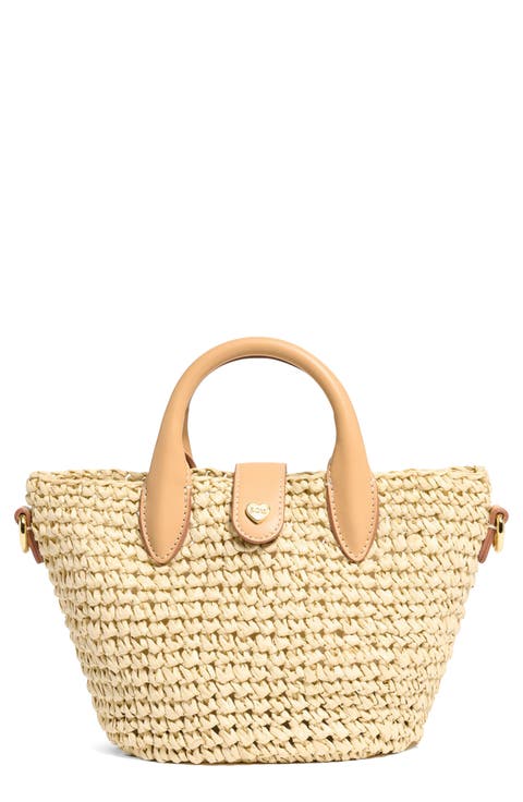 Mini Woven Raffia Bucket Tote