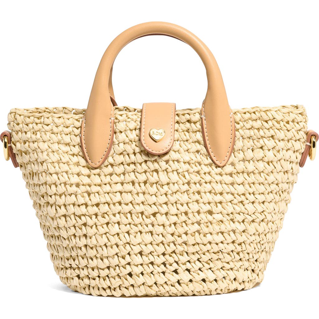 Stoney Clover Lane Mini Woven Raffia Bucket Tote In Beige