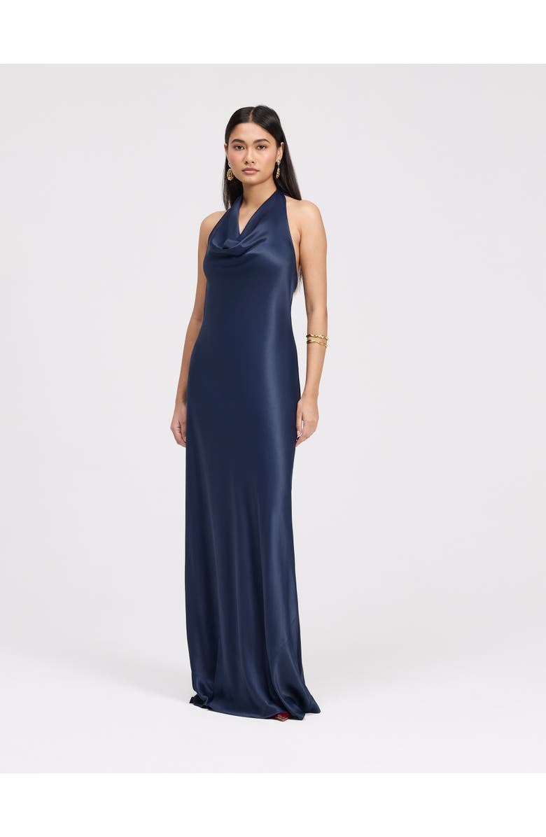 Ghost London Elara Cowl Front Satin Maxi Dress, Main, color, Navy