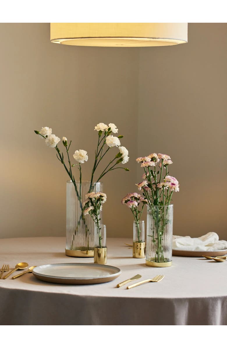 Fleck Fluted Glass Bud Vases - Set of 4, Alternate, color, Brass