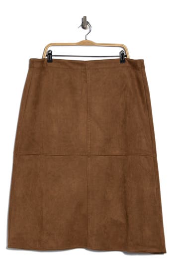 Max Studio A-line Faux Suede Skirt In Brown