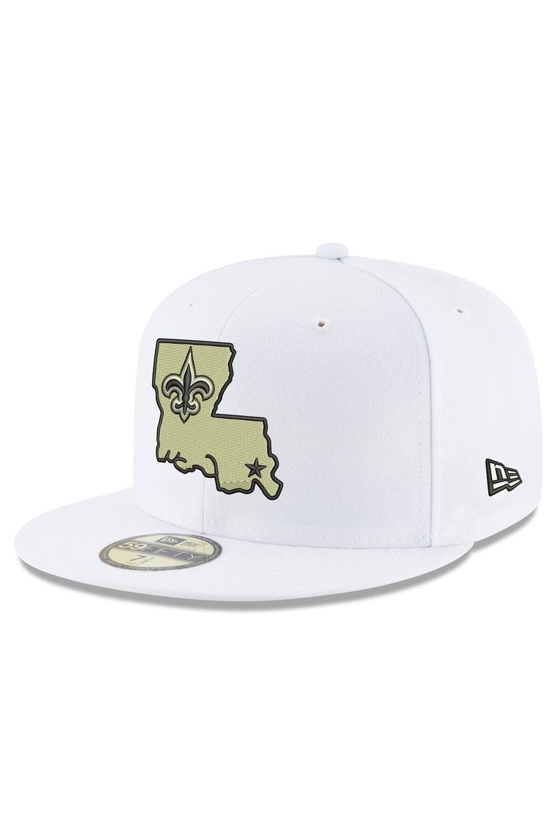 Men's New Era White New Orleans Saints Omaha Alternate Logo 59FIFTY Fitted Hat, Alternate, color, White