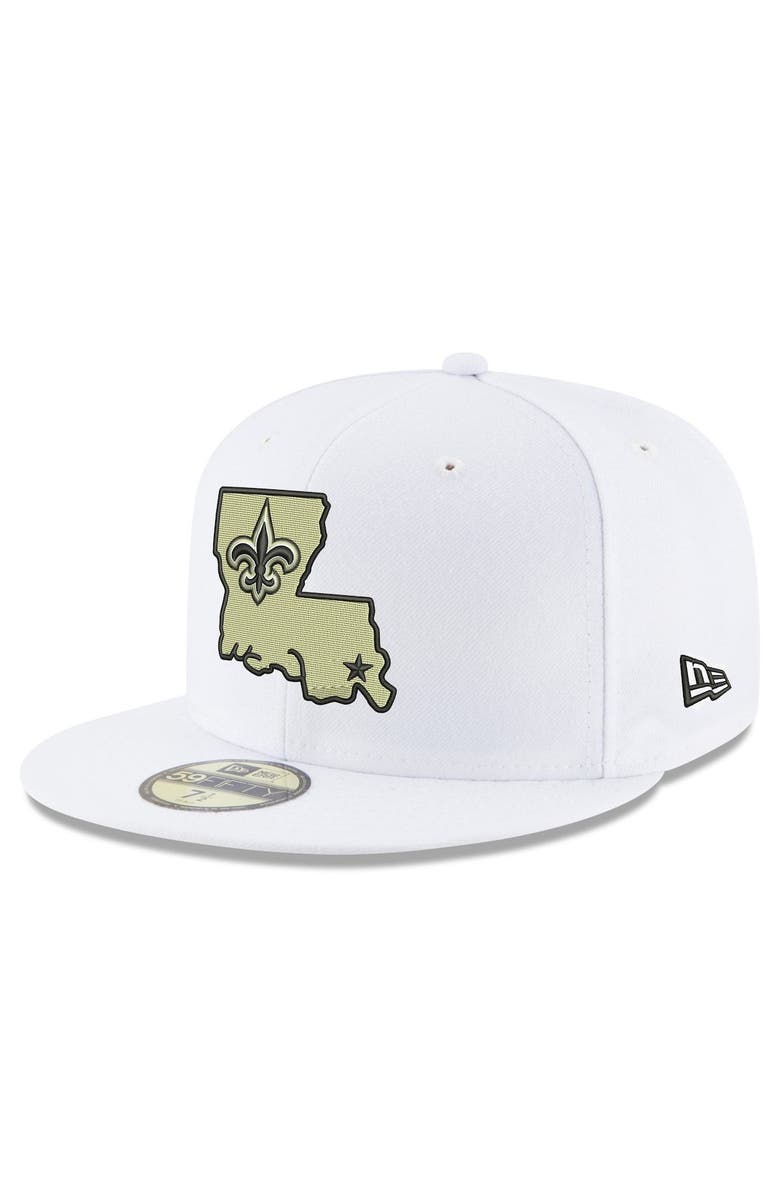 New Era Men's New Era White New Orleans Saints Omaha Alternate Logo 59FIFTY Fitted Hat, Alternate, color, White