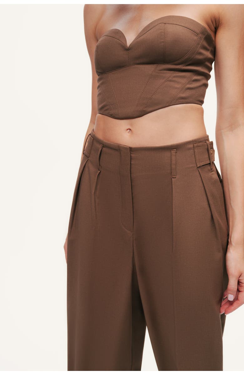 Nocturne Pleated Tapered Crop Pants, Alternate, color, Brown