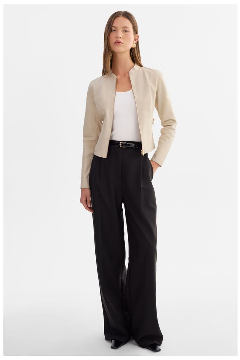CHAPIN | Reversible Leather Bomber, Alternate, color, Bone/Gold