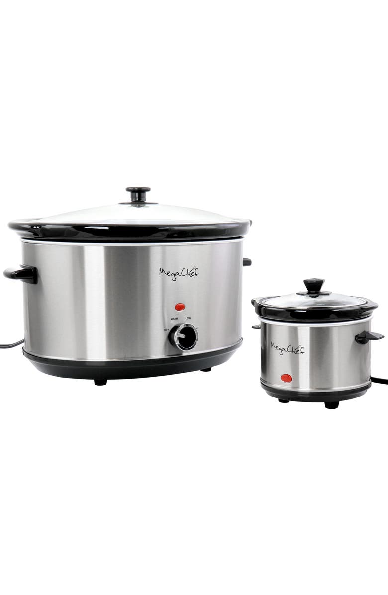 Megachef 8 Quart Slow Cooker with Bonus Mini 0.6 Quart Warmer, Alternate, color, 