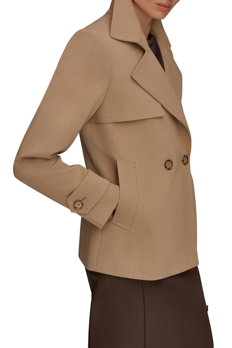 Double Breasted Crepe Coat, Alternate, color, LIGHT CAMEL