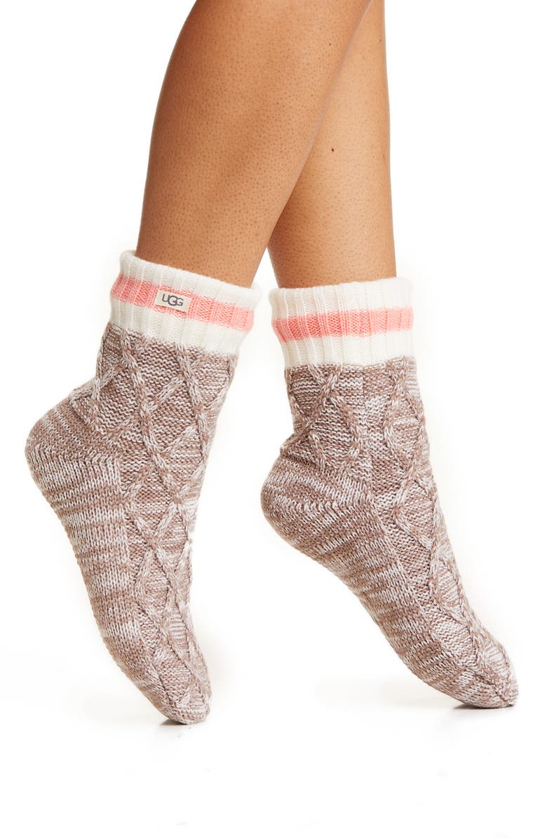 UGG<sup>®</sup> DeeDee Fleece Lined Quarter Crew Socks, Main, color,