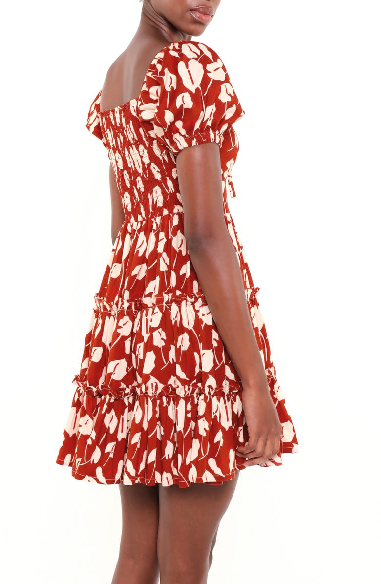 The Lulo Project The Bloom Puff Sleeve Tiered Stretch Cotton Minidress, Alternate, color, 