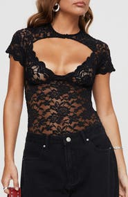 Princess Polly Giallo Cutout Lace Bodysuit