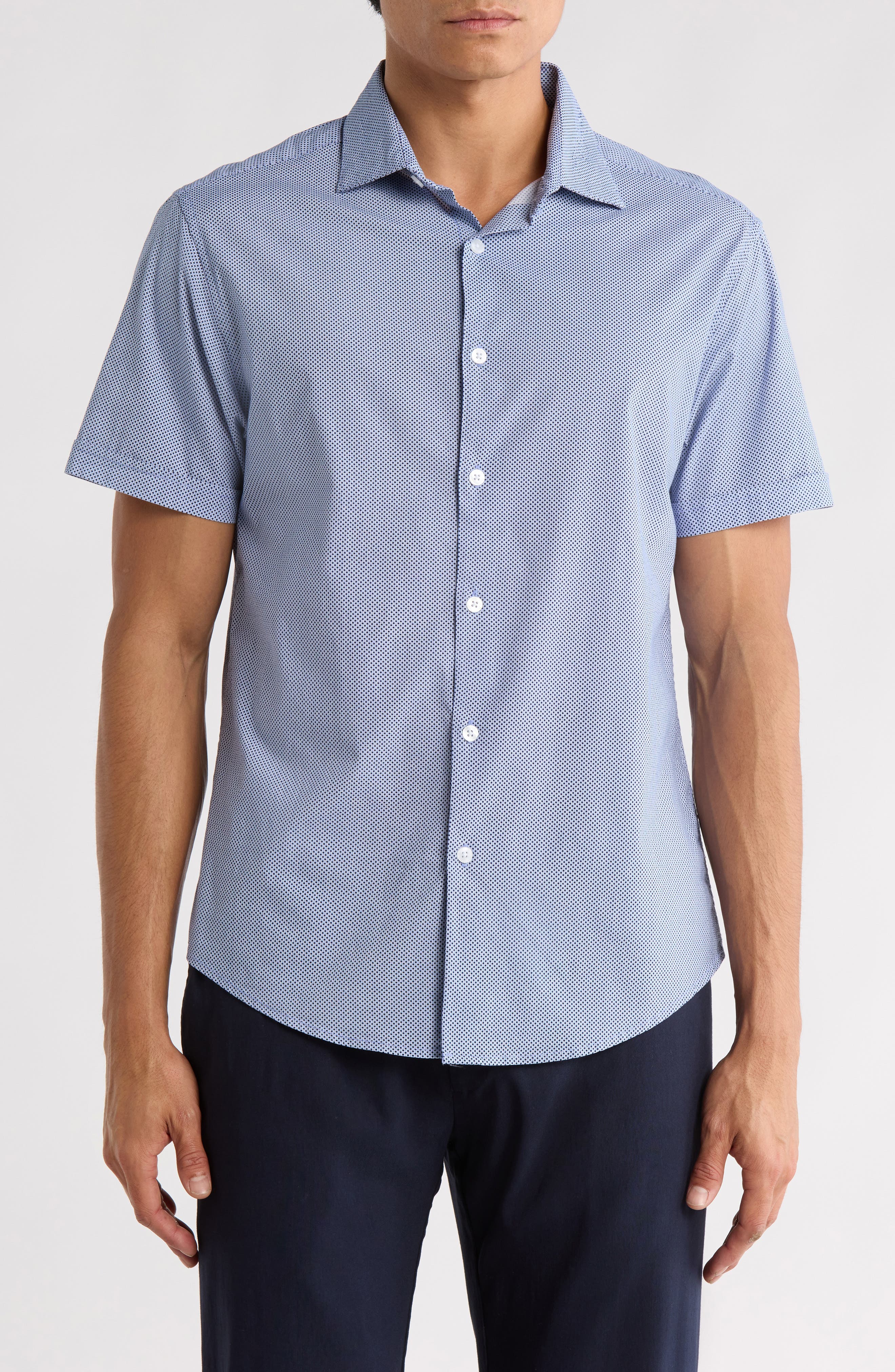 DENIM AND FLOWER Dot Short Sleeve Button-Up Shirt