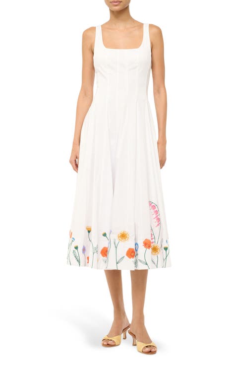 Wells Embroidered Sleeveless Midi Dress