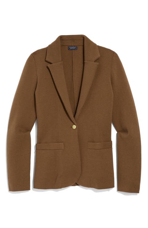 Merino Wool Blend Sweater Blazer