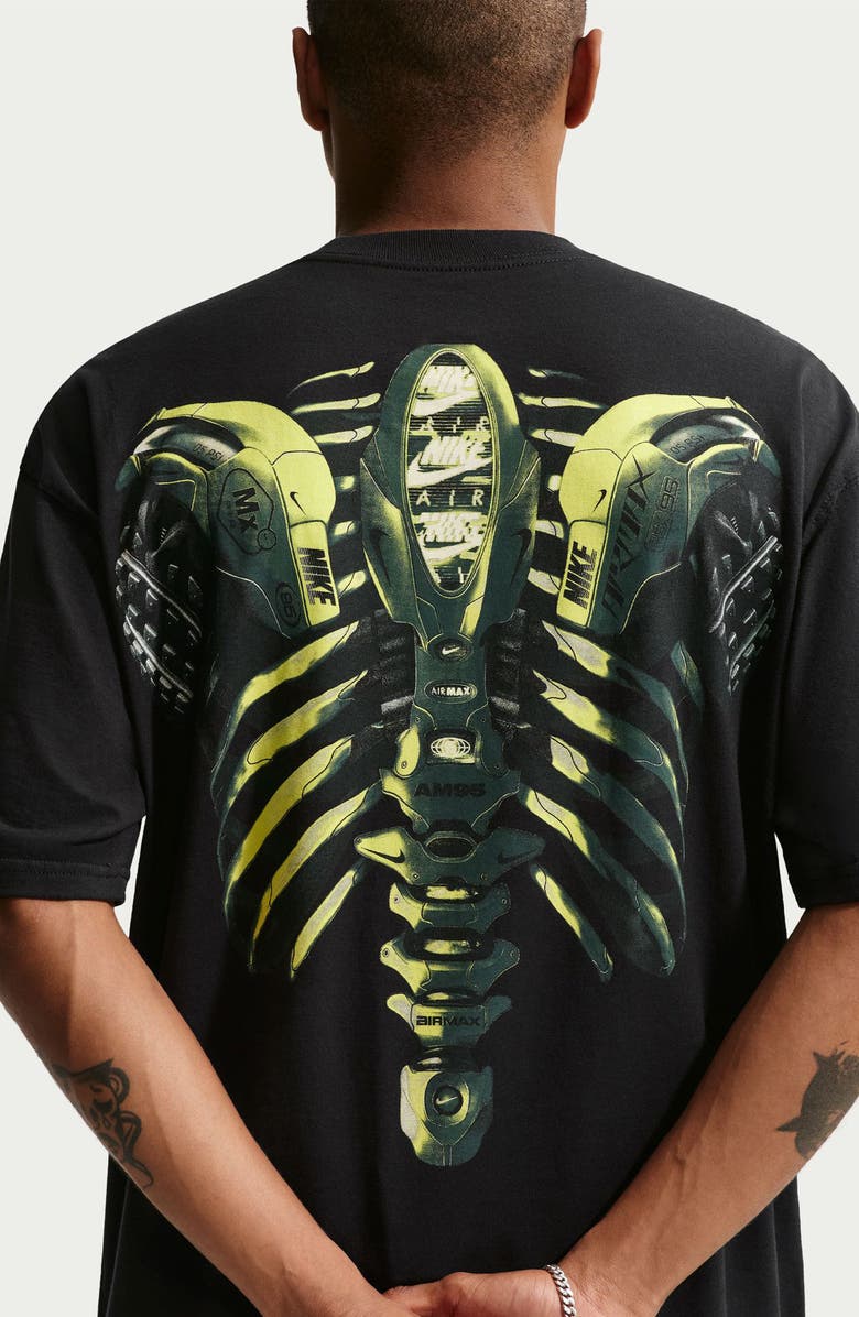 Nike Max90 Oversize Ribcage Cotton Graphic T-Shirt, Alternate, color, Black/ Volt