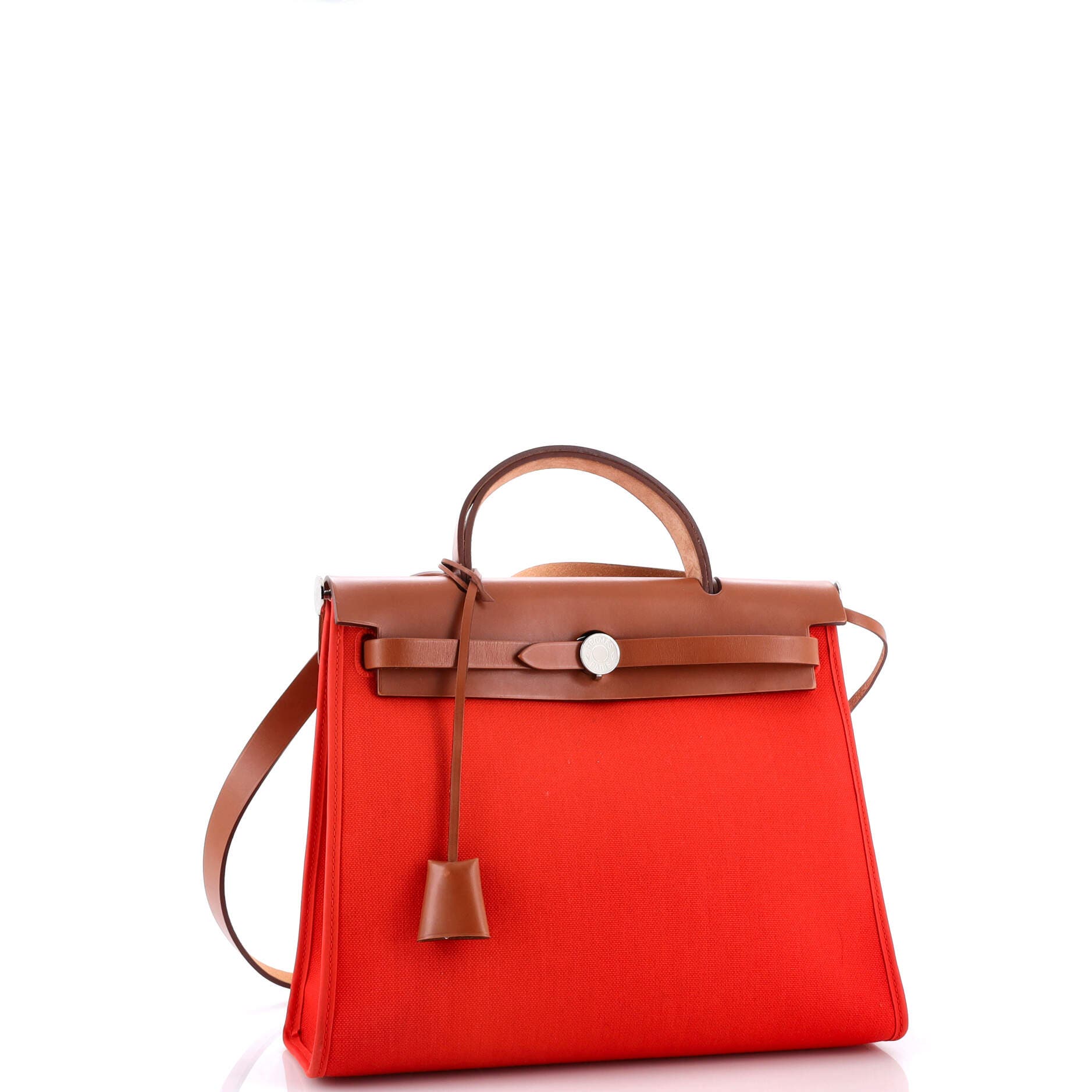 Pre-Owned Hermes Herbag Zip Leather and Toile 31, Alternate, color, 