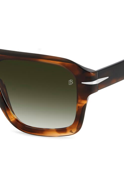 David Beckham Eyewear 54mm Gradient Rectangular Sunglasses In Brown Horn/green Shaded