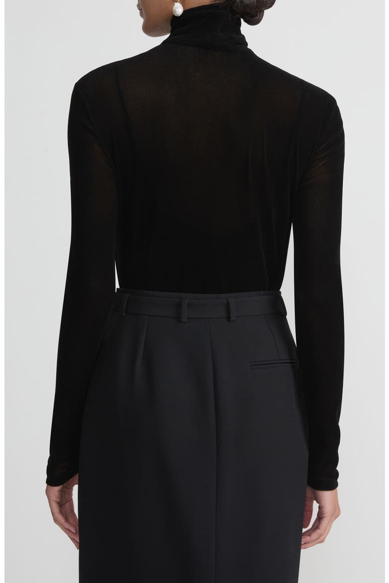 Semisheer Mock Neck Sweater, Alternate, color, BLACK