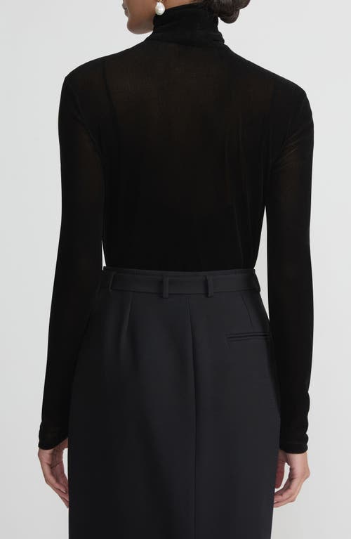 Lafayette 148 New York Semisheer Mock Neck Sweater In Black