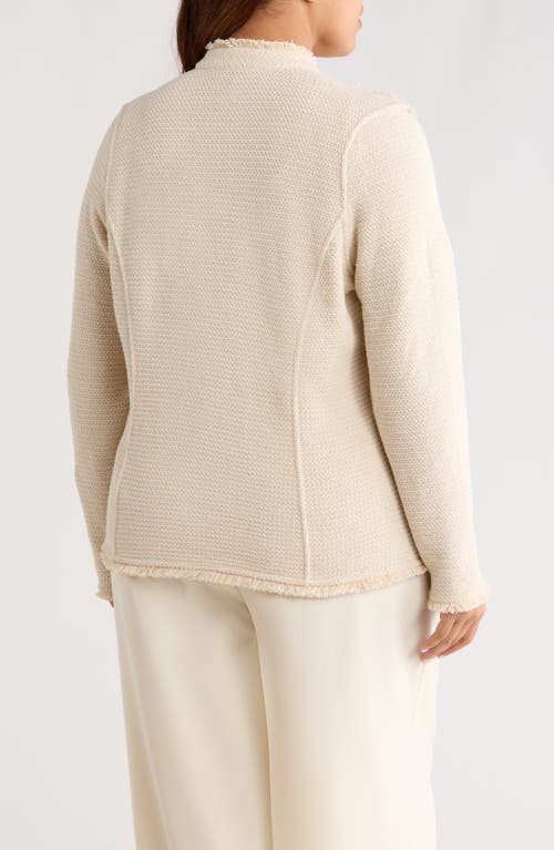 Nic + Zoe Nic+zoe Fringe Mixed Knit Military Jacket In Neutral
