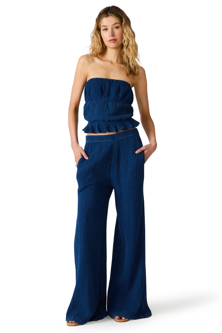Harbor Cotton Blend Gauze Wide Leg Pants, Alternate, color, SOFT INDIGO