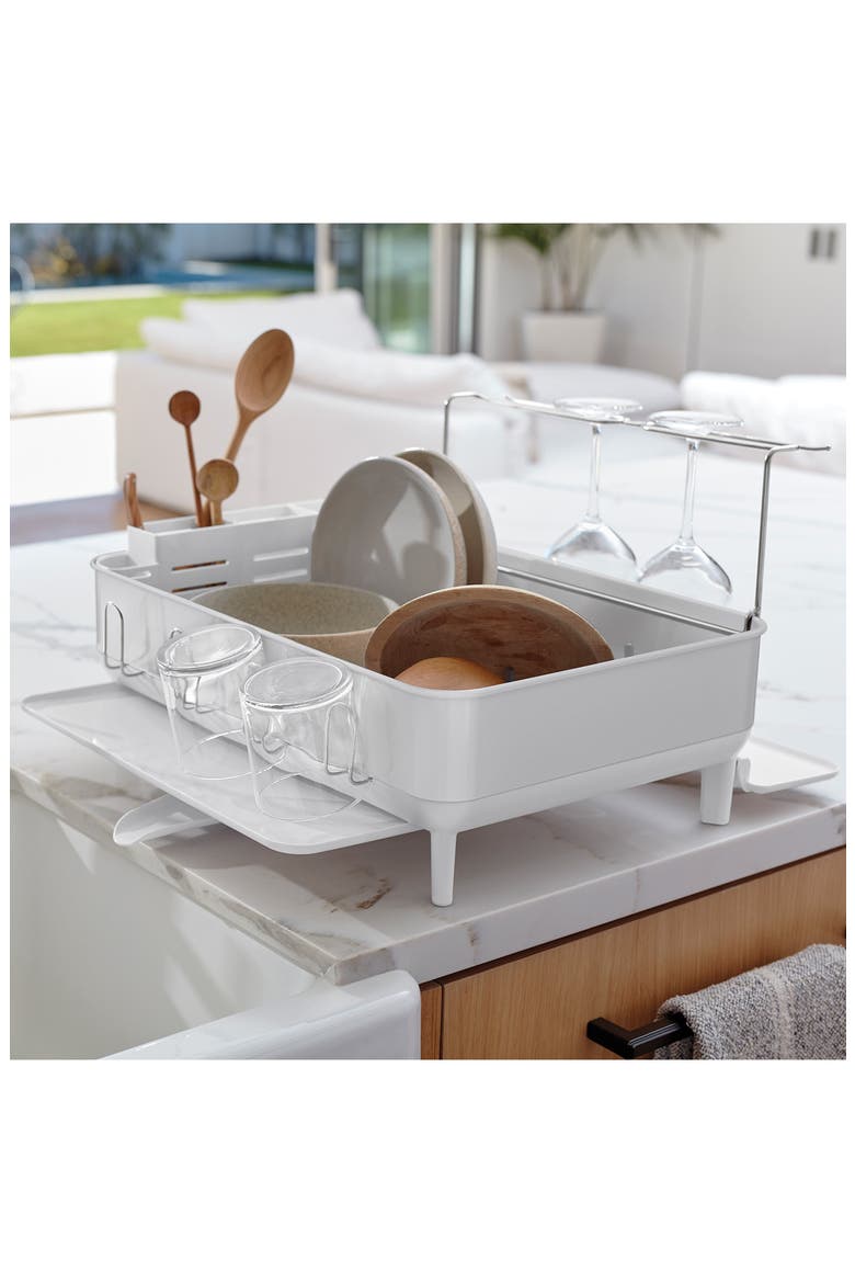 steel frame dishrack, Alternate, color, WHITE