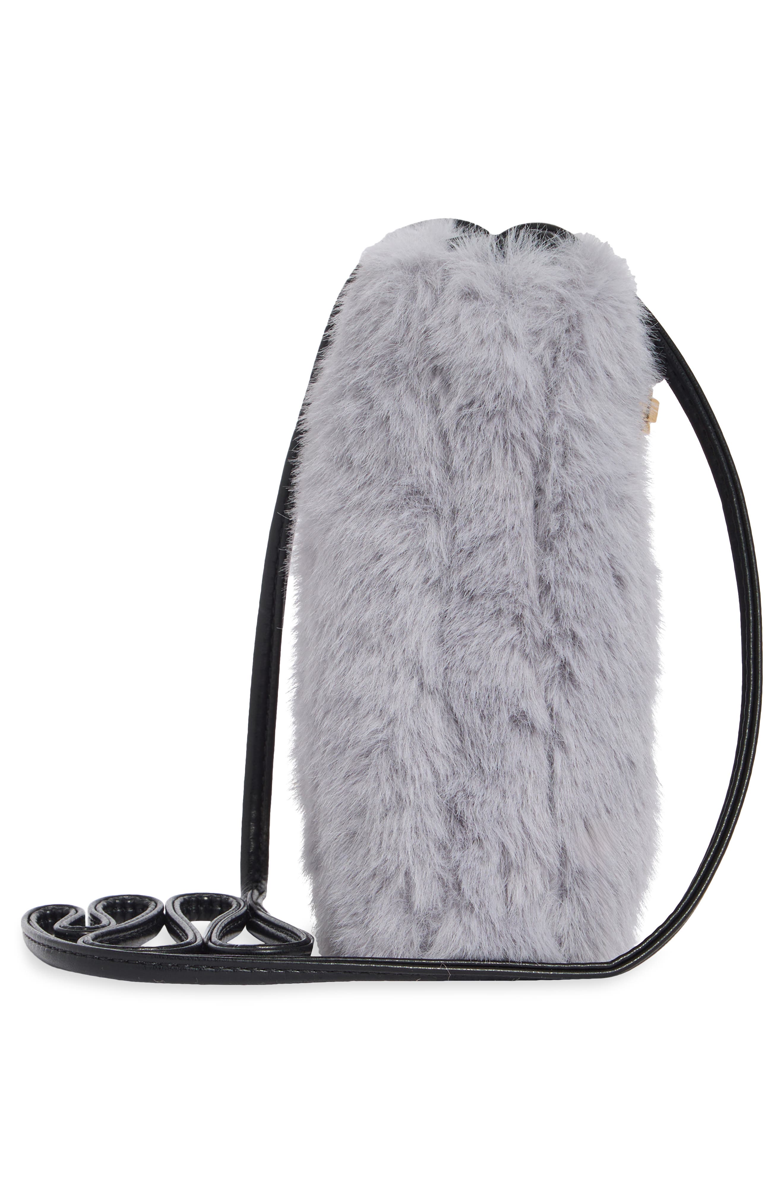 Faux Fur Crossbody Bag, Main, color, LIGHT GREY