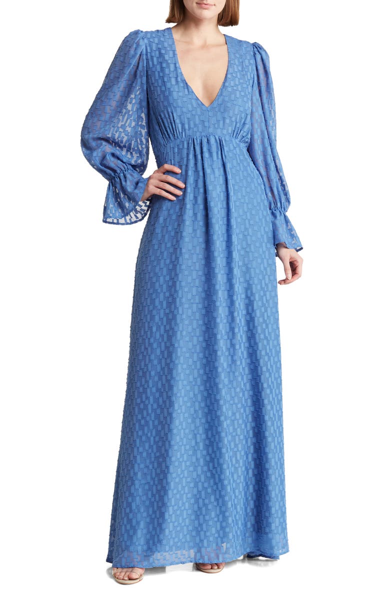 BY DESIGN Eva Long Sleeve Maxi Dress, Main, color, Dutch Blue
