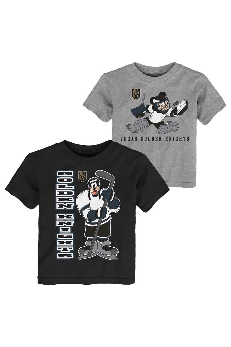 Toddler Black/Heather Gray Vegas Golden Knights Two-Pack Disney Offense Only T-Shirt Set, Alternate, color, Black