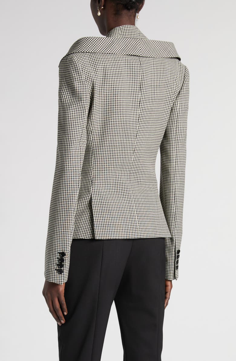 McQueen Houndstooth Off the Shoulder Wool Harness Jacket, Alternate, color, Black/Ivory