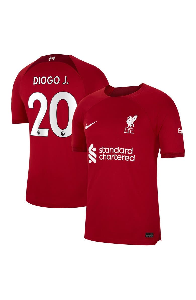 Nike Men's Nike Diogo Jota Red Liverpool 2022/23 Home Breathe Stadium Replica Player Jersey, Main, color, 