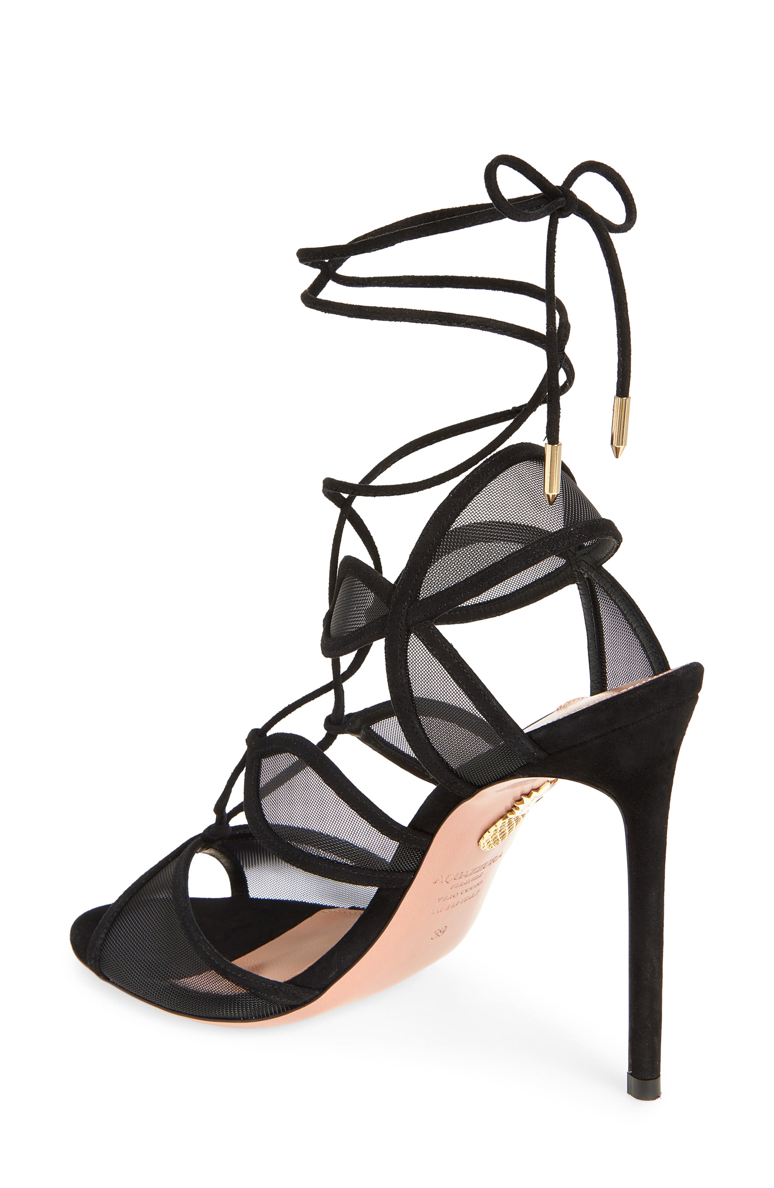 Aquazzura Fatal Attraction Ankle Tie Sandal, Alternate, color, Black