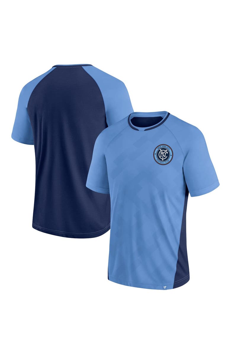 FANATICS Men's Fanatics Branded Sky Blue New York City FC Attacker Raglan T-Shirt, Alternate, color,