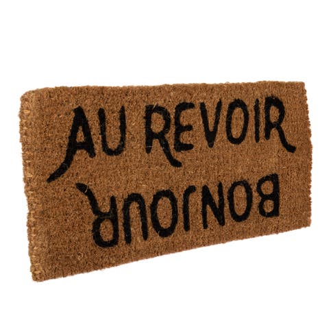 "Bonjour/Au Revoir" Rectangle Coir Doormat