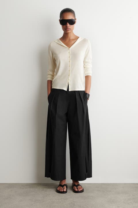 Pleated Cotton Tapered Utility Pants