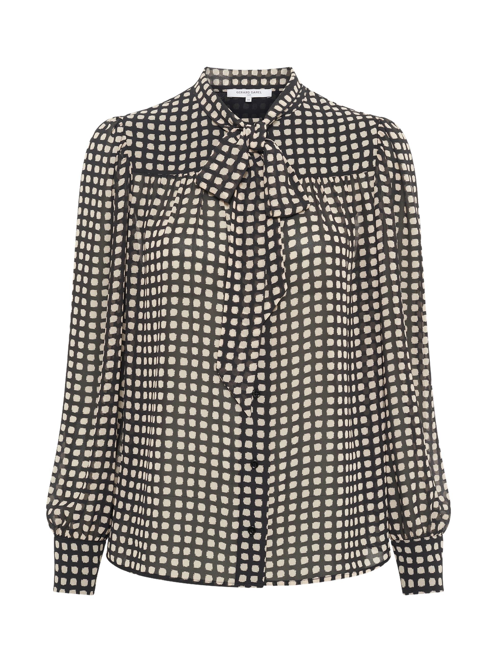 Alisha Sheer Tie Neck Printed Blouse - image 2
