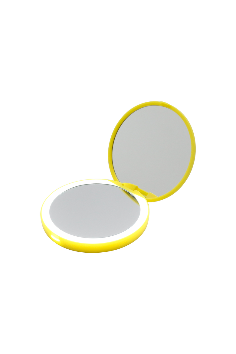 Belle Compact Mirror with LED and Wireless Charging Base, Alternate, color, Yellow