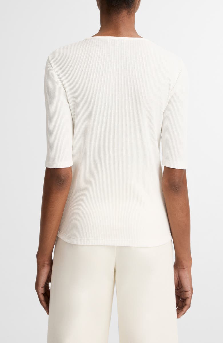 Vince Rib Knit Pima Cotton Henley, Alternate, color, Off White