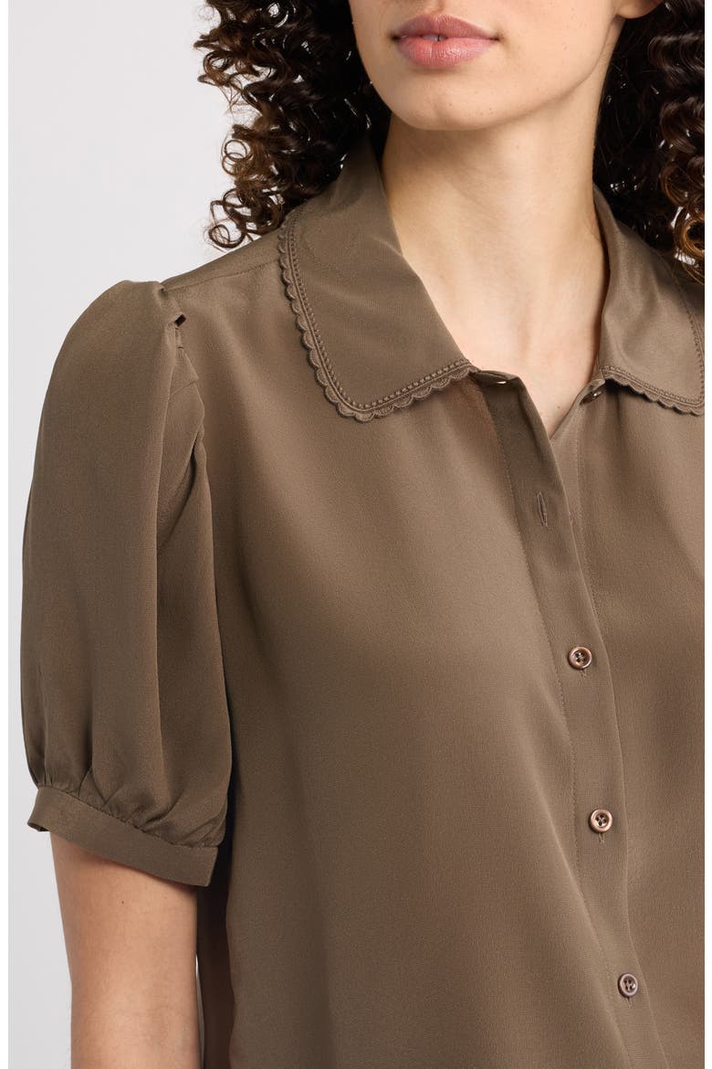 The Prim Silk Shirt, Alternate, color, DEEP OLIVE