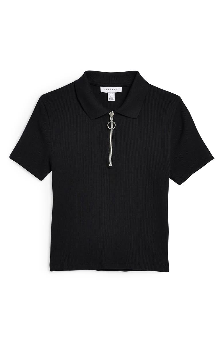 Topshop Crop Polo Shirt, Alternate, color, 