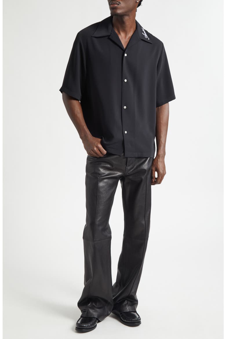 Logo Embroidered Camp Shirt, Alternate, color, BLACK