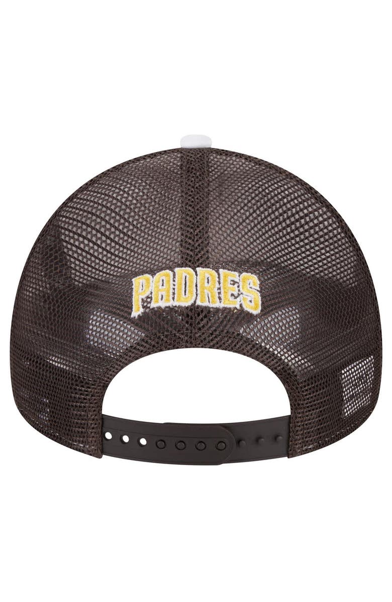 New Era Men's New Era White/Brown San Diego Padres Spring Training Circle Foam A-Frame 9FORTY Trucker Adjustable Hat, Alternate, color, 